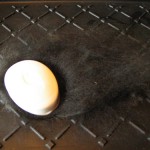 Your last row of fiber can be any color since it is not usually seen. Using a rounded soap vs. a rectangle is best for beginners so the corners of the soap don't poke through the fiber.