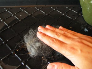 Give baby pats on your soap to help the fibers start to felt. DO NOT RUB! Don't be afraid to pick up your bundle of soap and pat it in your hand for better control.